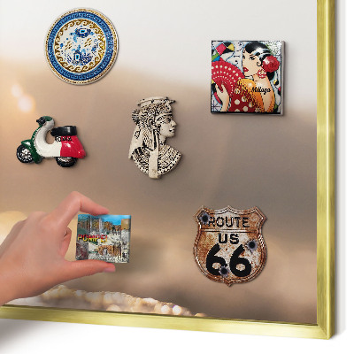 Lavagna magnetica per calamite souvenir in colore oro Viaggio retrò