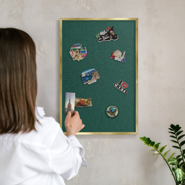 Lavagna magnetica per calamite souvenir in colore oro Foglie verdi