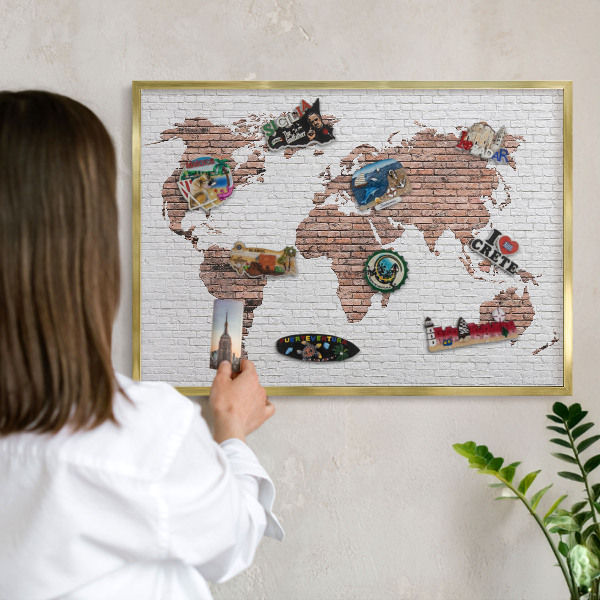Lavagna per calamite delle vacanze con cornice dorata Mappa dei mattoni