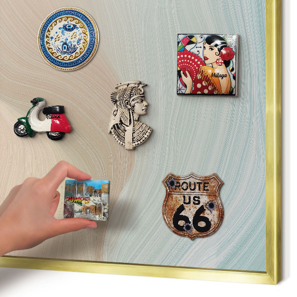 Lavagna magnetica per calamite souvenir in colore oro Vortice pastello