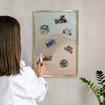 Lavagna magnetica per calamite souvenir in colore oro Vortice pastello