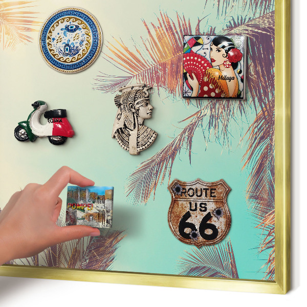 Lavagna magnetica per calamite souvenir in colore oro Paradiso tropicale