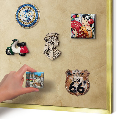 Lavagna magnetica per calamite souvenir in colore oro Rosa dei venti