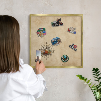 Lavagna magnetica per calamite souvenir in colore oro Rosa dei venti