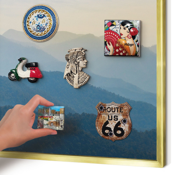Lavagna magnetica per calamite souvenir in colore oro Panorami montani