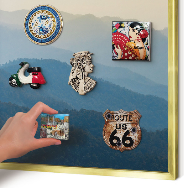 Lavagna magnetica per calamite souvenir in colore oro Panorami montani