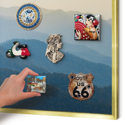 Lavagna magnetica per calamite souvenir in colore oro Panorami montani