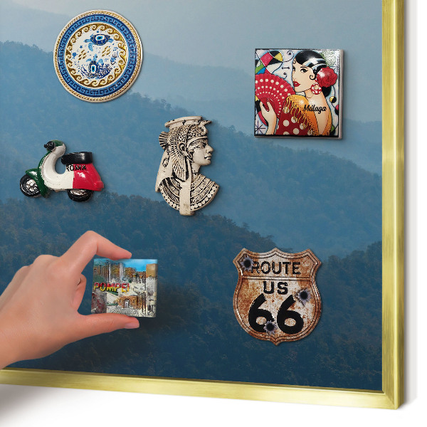 Lavagna magnetica per calamite souvenir in colore oro Panorami montani