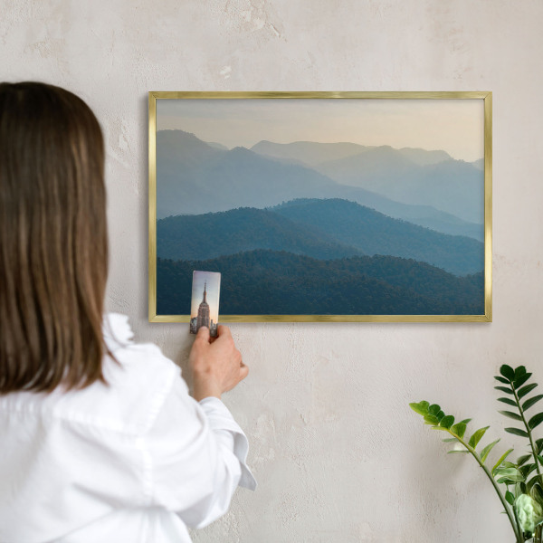Lavagna magnetica per calamite souvenir in colore oro Panorami montani