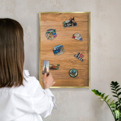 Lavagna magnetica per calamite souvenir in colore oro Struttura in acciaio