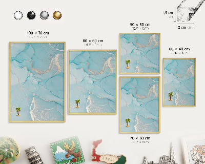 Lavagna magnetica per calamite souvenir in colore oro Eleganza turchese