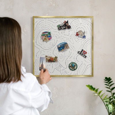 Lavagna magnetica per calamite souvenir in colore oro Stile geometrico