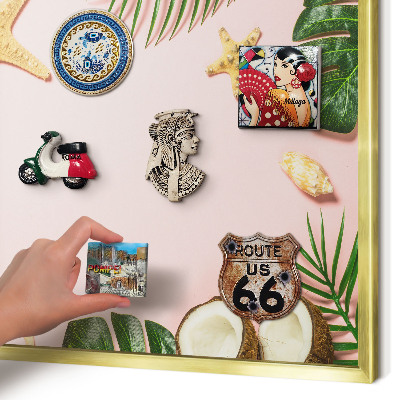Lavagna magnetica per calamite souvenir in colore oro Vacanza tropicale