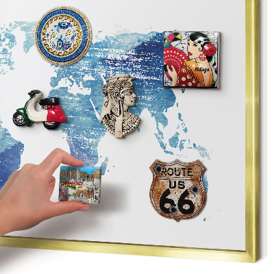 Lavagna magnetica per calamite souvenir in colore oro Mappa ad acquerello