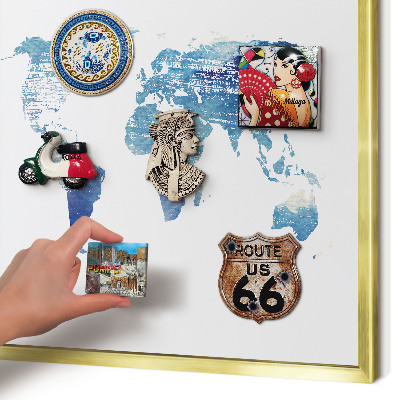Lavagna magnetica per calamite souvenir in colore oro Mappa ad acquerello