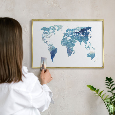 Lavagna magnetica per calamite souvenir in colore oro Mappa ad acquerello