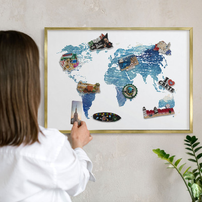 Lavagna magnetica per calamite souvenir in colore oro Mappa ad acquerello
