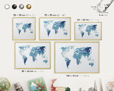 Lavagna magnetica per calamite souvenir in colore oro Mappa ad acquerello