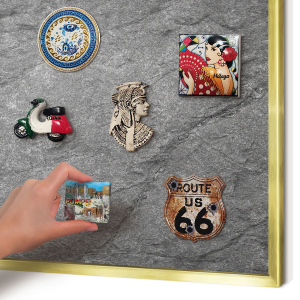 Lavagna magnetica per calamite souvenir in colore oro Pietra grigia