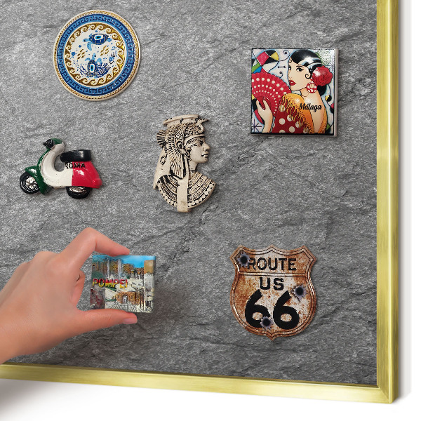 Lavagna magnetica per calamite souvenir in colore oro Pietra grigia