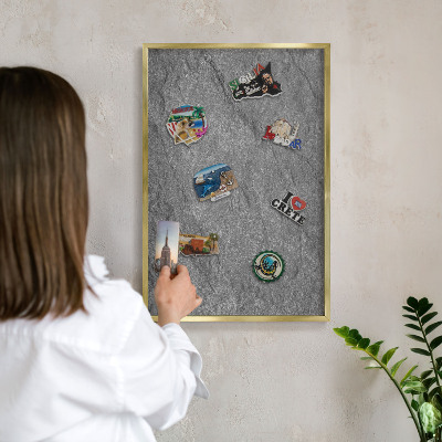 Lavagna magnetica per calamite souvenir in colore oro Pietra grigia