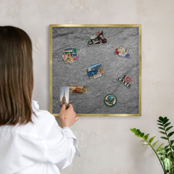 Lavagna magnetica per calamite souvenir in colore oro Pietra grigia
