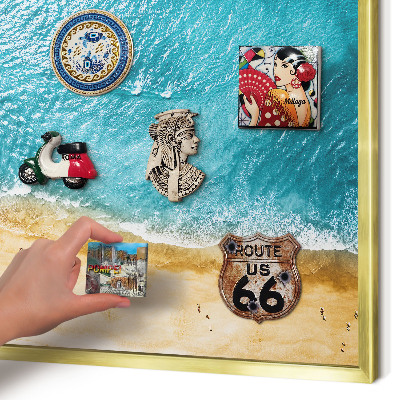 Lavagna magnetica per calamite souvenir in colore oro Mare e spiaggia