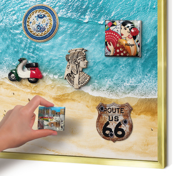 Lavagna magnetica per calamite souvenir in colore oro Mare e spiaggia