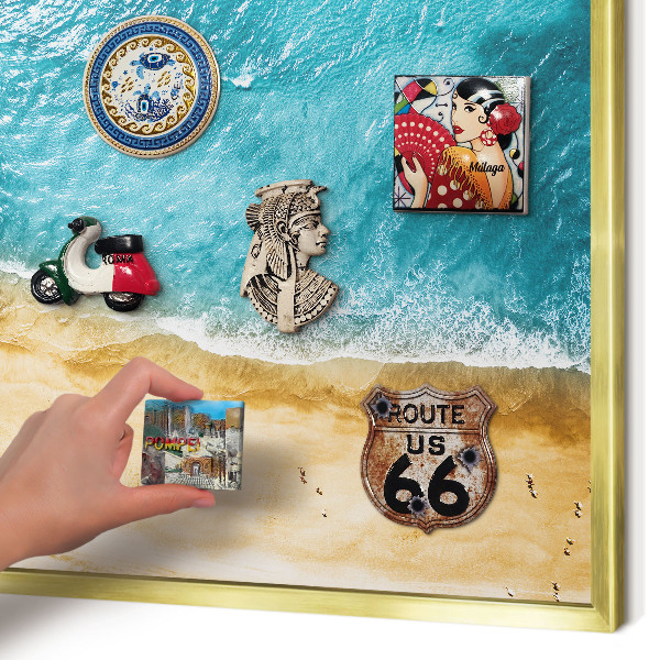 Lavagna magnetica per calamite souvenir in colore oro Mare e spiaggia
