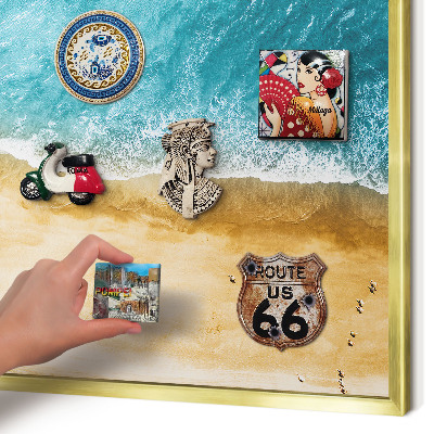 Lavagna magnetica per calamite souvenir in colore oro Mare e spiaggia