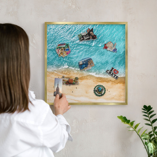 Lavagna magnetica per calamite souvenir in colore oro Mare e spiaggia