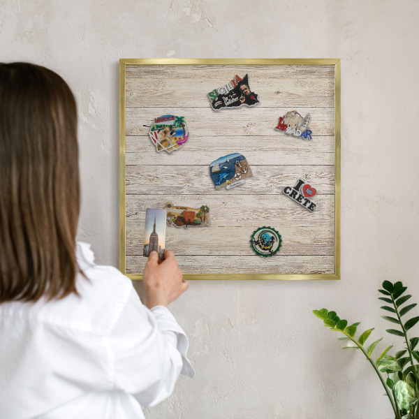Lavagna magnetica per calamite souvenir in colore oro Struttura in acciaio