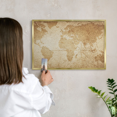 Lavagna magnetica per calamite souvenir in colore oro Vecchia mappa