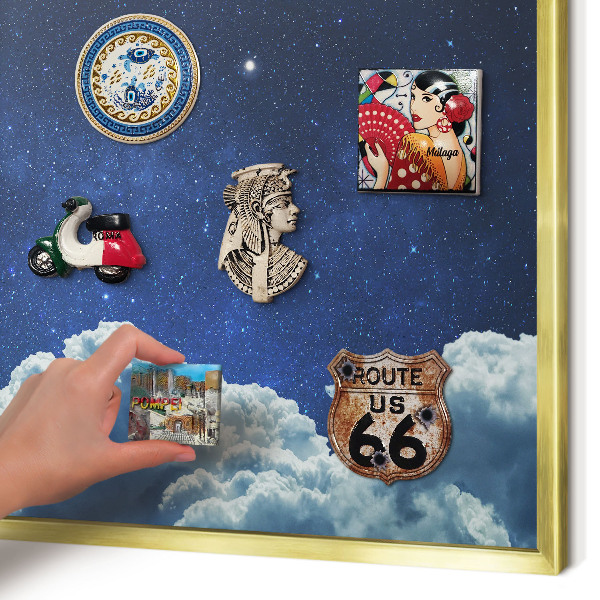 Lavagna magnetica per calamite souvenir in colore oro Notte cosmica