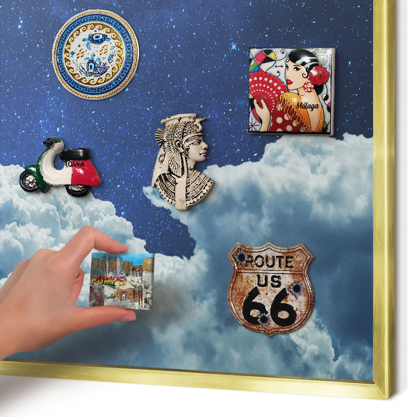 Lavagna magnetica per calamite souvenir in colore oro Notte cosmica