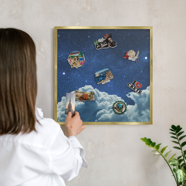 Lavagna magnetica per calamite souvenir in colore oro Notte cosmica