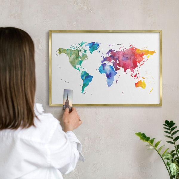 Lavagna per calamite delle vacanze con cornice dorata Mappa a colori