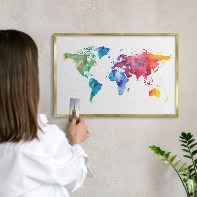 Lavagna per calamite delle vacanze con cornice dorata Mappa a colori