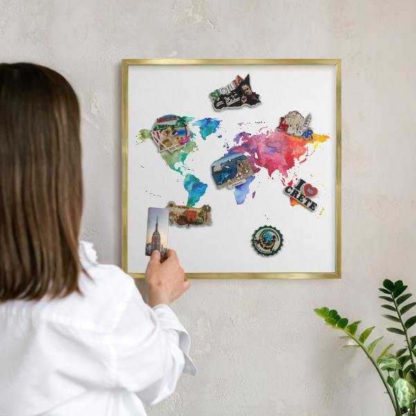 Lavagna per calamite delle vacanze con cornice dorata Mappa a colori