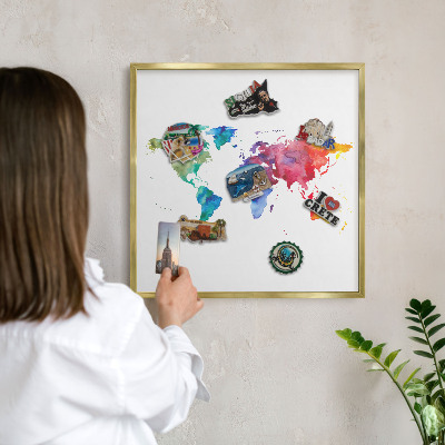 Lavagna per calamite delle vacanze con cornice dorata Mappa a colori