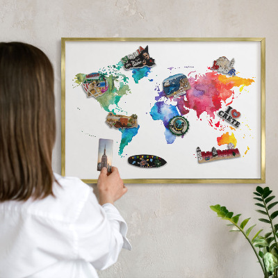 Lavagna per calamite delle vacanze con cornice dorata Mappa a colori