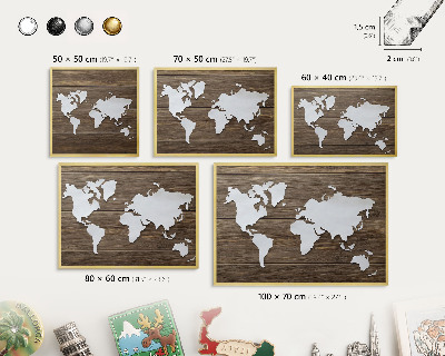 Lavagna magnetica per calamite souvenir in colore oro Mappa in legno