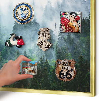Lavagna magnetica per calamite souvenir in colore oro Foresta misteriosa