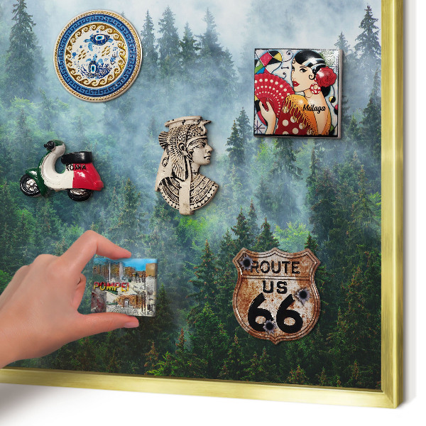 Lavagna magnetica per calamite souvenir in colore oro Foresta misteriosa