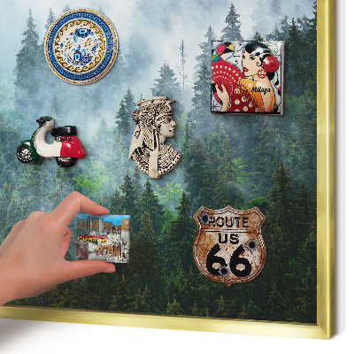 Lavagna magnetica per calamite souvenir in colore oro Foresta misteriosa