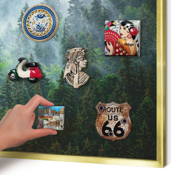 Lavagna magnetica per calamite souvenir in colore oro Foresta misteriosa