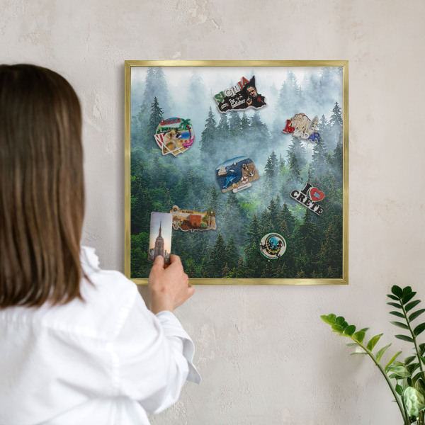 Lavagna magnetica per calamite souvenir in colore oro Foresta misteriosa