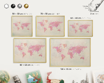 Lavagna magnetica per calamite souvenir in colore oro Mappa del mondo