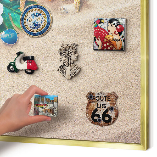 Lavagna magnetica per calamite souvenir in colore oro Relax estivo