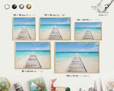 Lavagna magnetica per calamite souvenir in colore oro Molo sull'oceano
